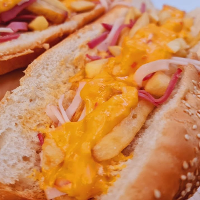 French Fries With Cheddar Cheese Sandwich
