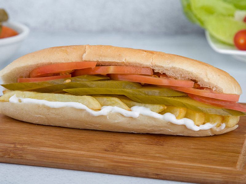 French Fries With Mozzarella Cheese Sandwich