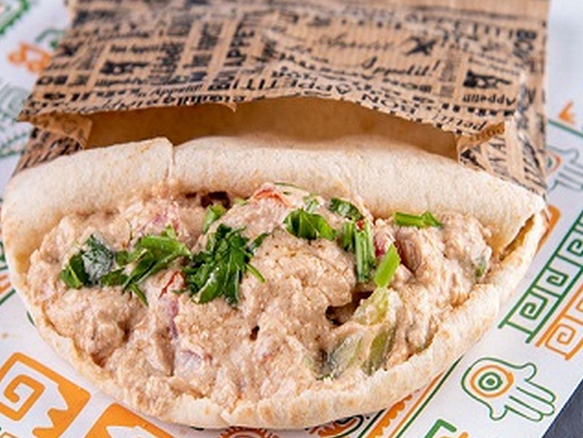 Boiled egg sandwich on Baba Ghannoug