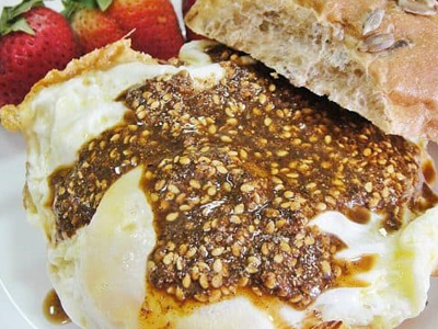 Fried Eggs With Feta Cheese Sandwich