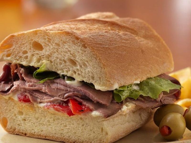 Smoked Beef Club Sandwich With Cheddar Cheese