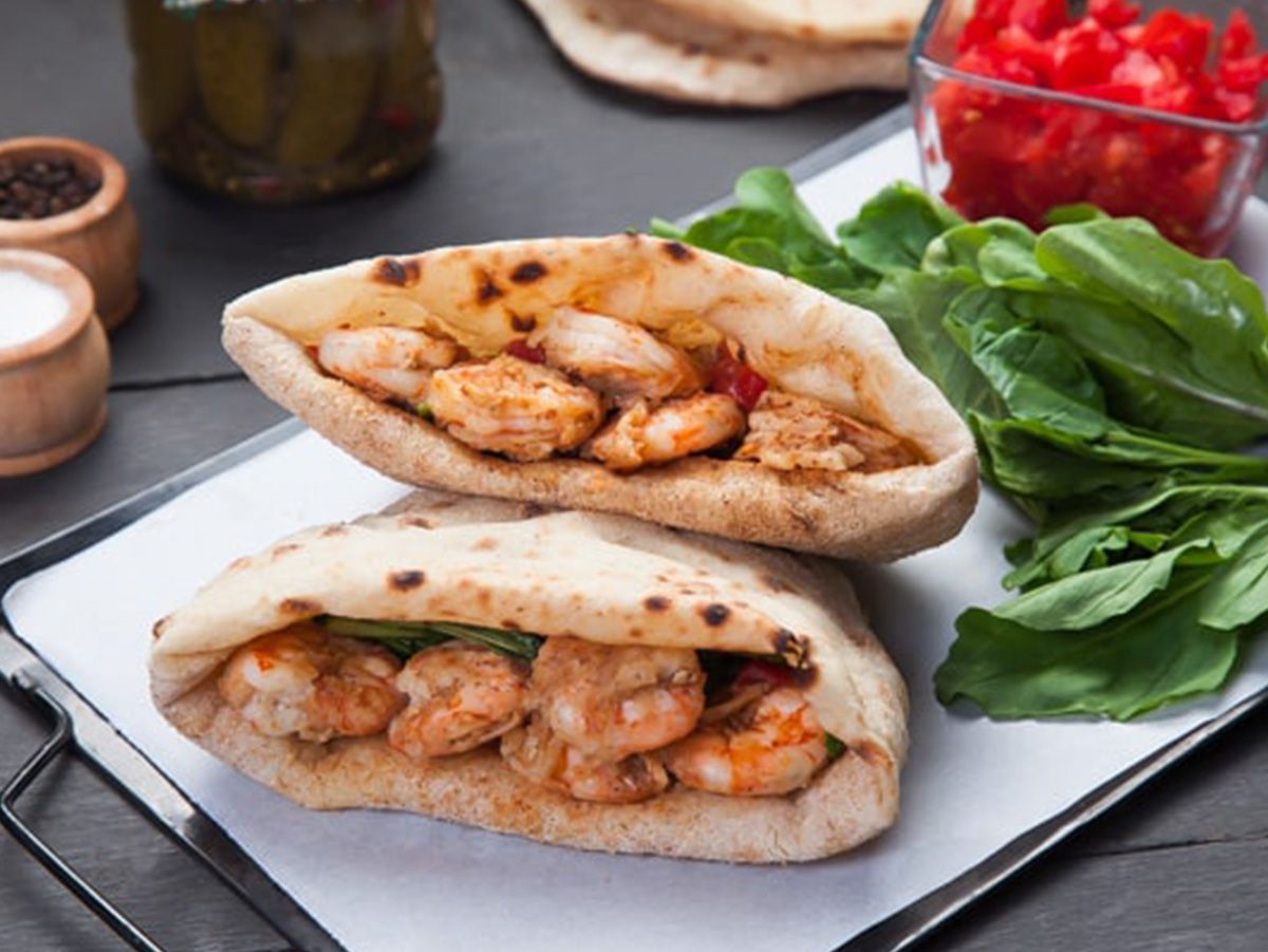 Fried Shrimp Baladi Bread Sandwich