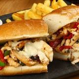 Chicken Pane With French Fries And Mozzarella Cheese Sandwich