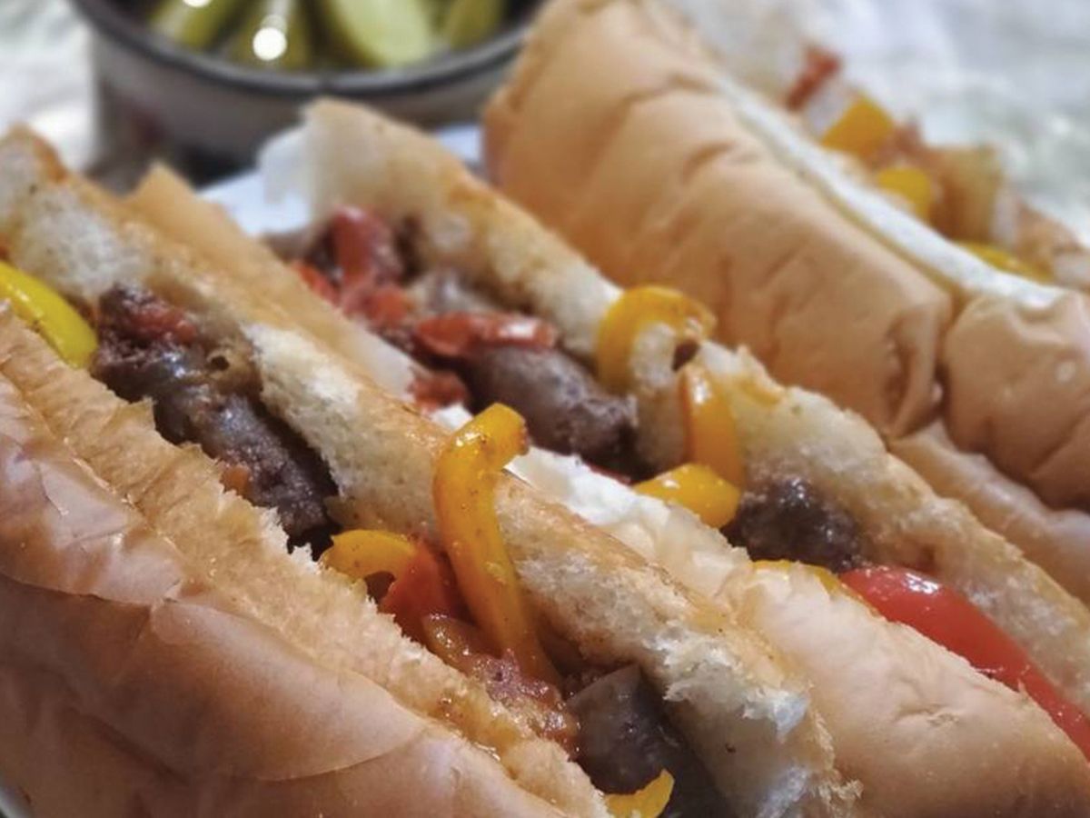 Pomegranate molasses sausage sandwich