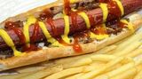 Sausage With French Fries And Mozzarella Cheese Sandwich