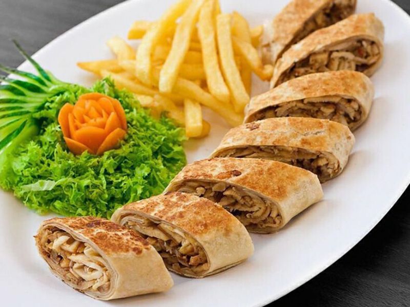 Arabic chicken Shawerma Saj Sandwich