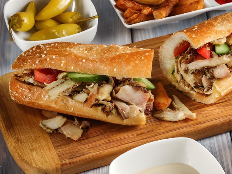 Arabic chicken Shawerma French Sandwich