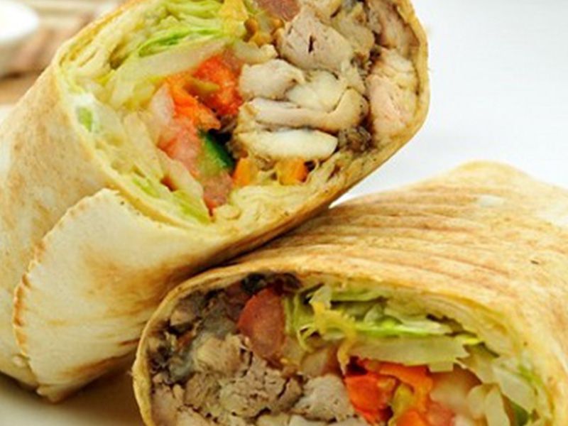 Chicken shawarma with mozzarella cheese sandwich