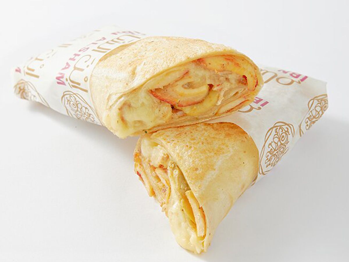 Chicken Shawerma with mozzarella and mushroom sandwich