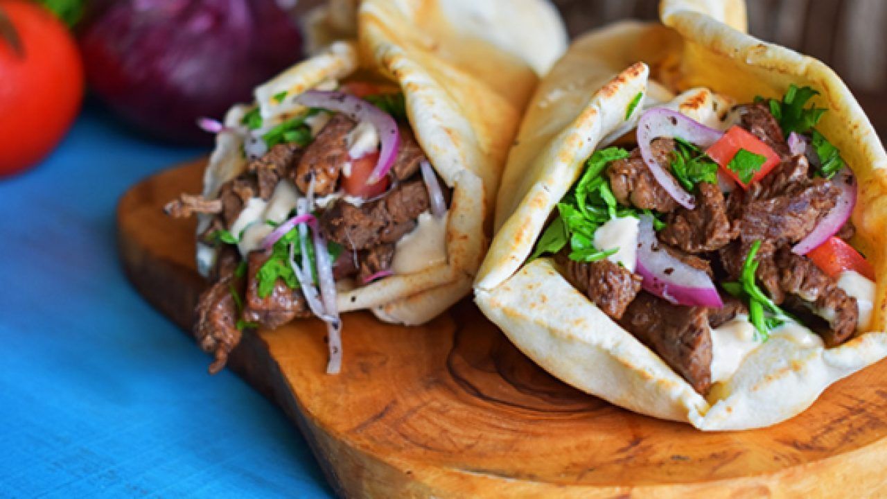 Meat Shawerma With Pomegranate Molasses Sandwich