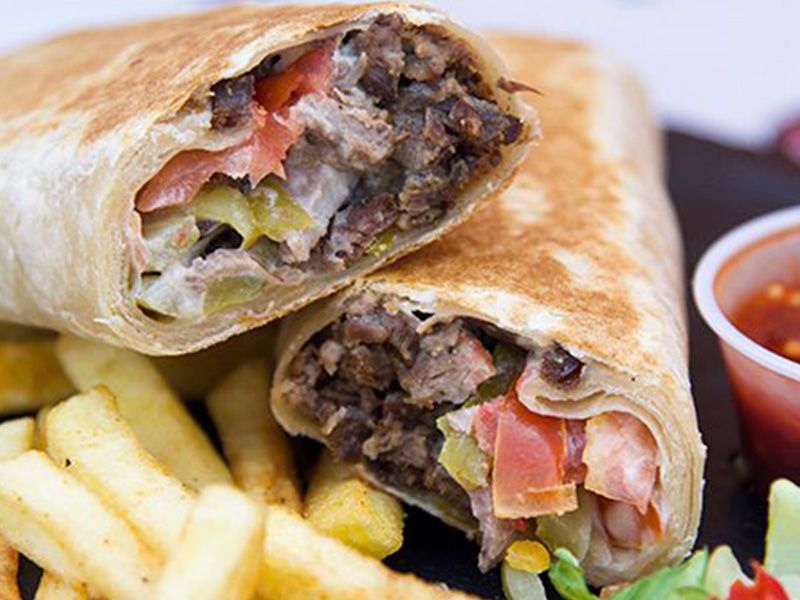 Meat Shawarma With Fries Sandwich