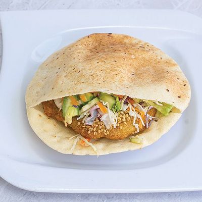 Taamya sandwich on eggplant