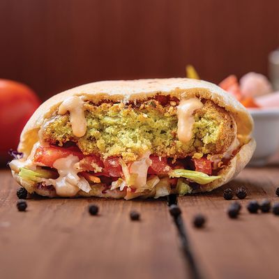 Pickled Lemons with Safflower Falafel Sandwich