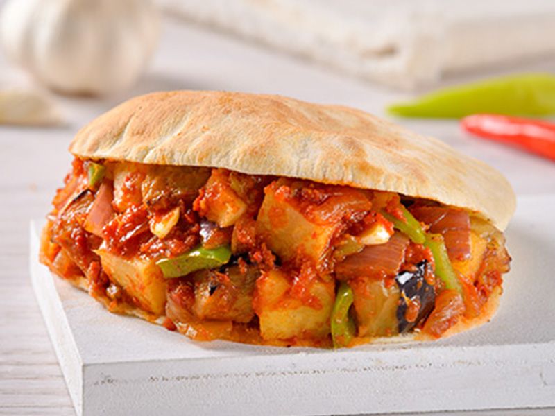 Foul With Eggplant Sandwich