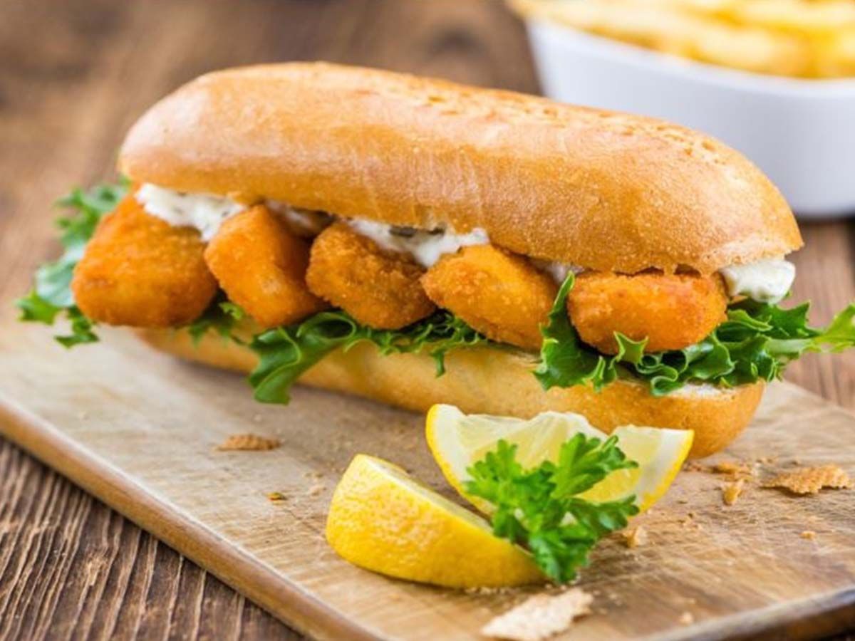 French Fried Fillet Strips Sandwich