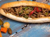 Liver With Pepper And Onion Sandwich