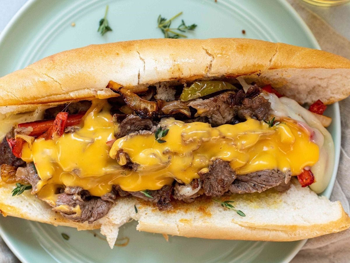 Meat Steak with cheddar cheese sandwich