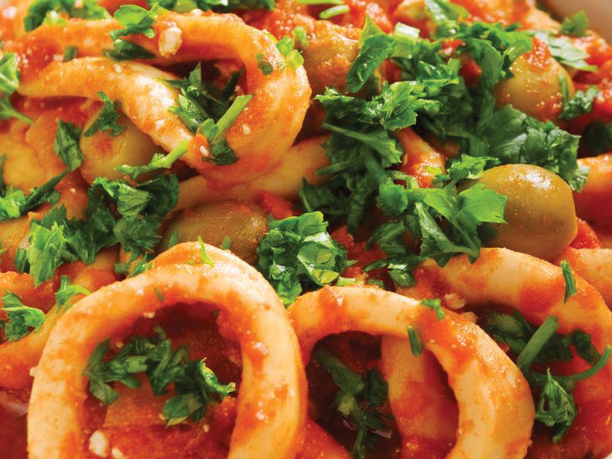 Squid with lemon and butter sauce Dish