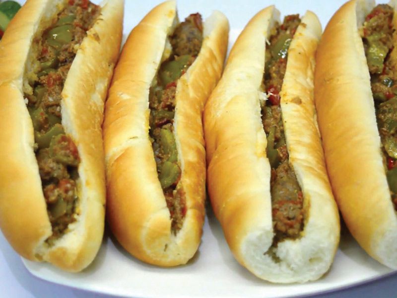 Grilled Oriental Sausage Sandwich