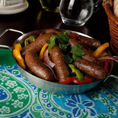 Pan of grilled sausage
