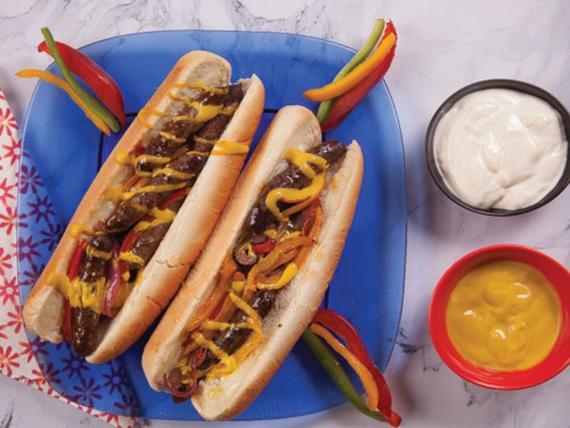 Grilled sausage sandwich