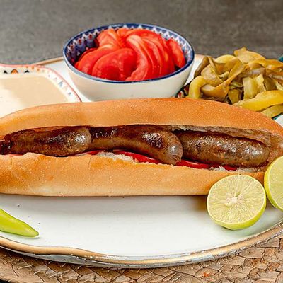 Grilled sausage sandwich