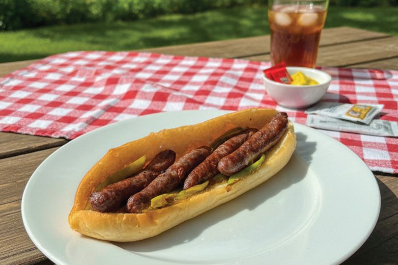Charcoal grilled sausage