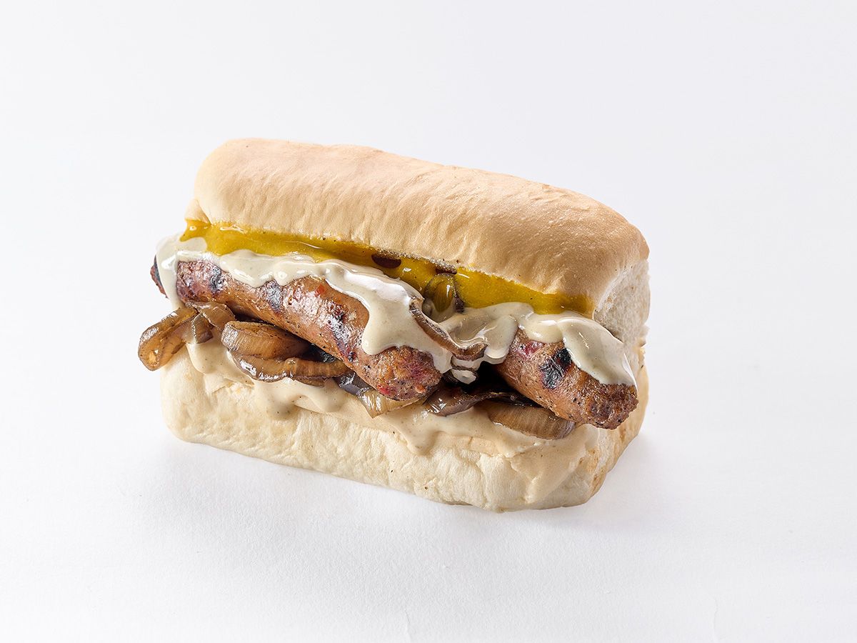 Grilled Oriental Sausage on the grill sandwich