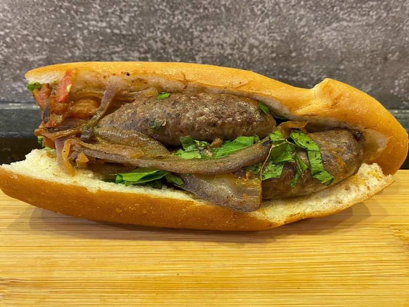 Charcoal Grilled Oriental Sausage Sandwich