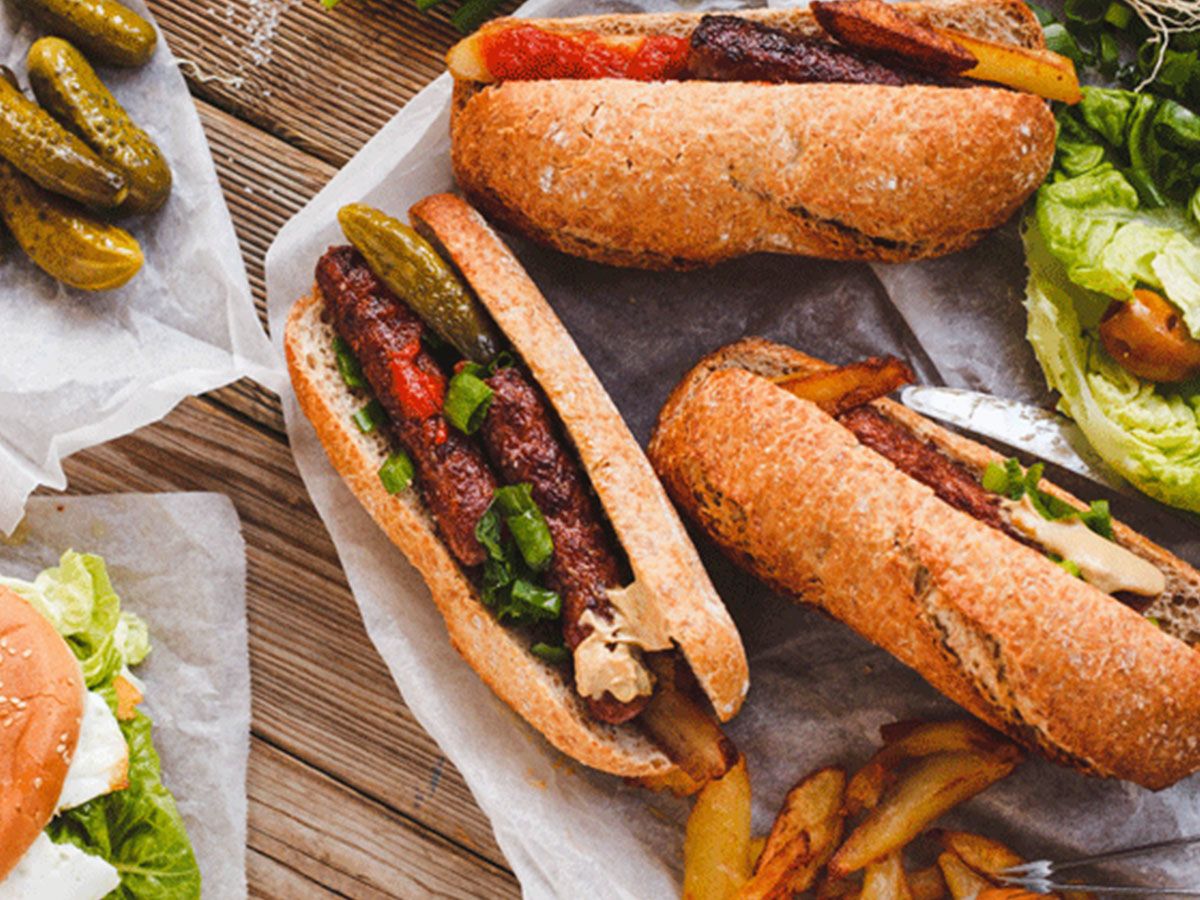 pastrami sausage sandwich