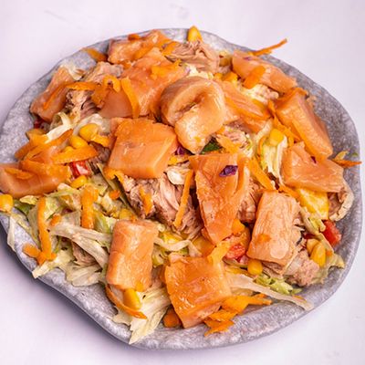 Tuna with Salmon Salad Dish