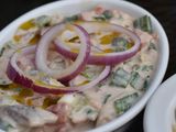Herring with tahini salad