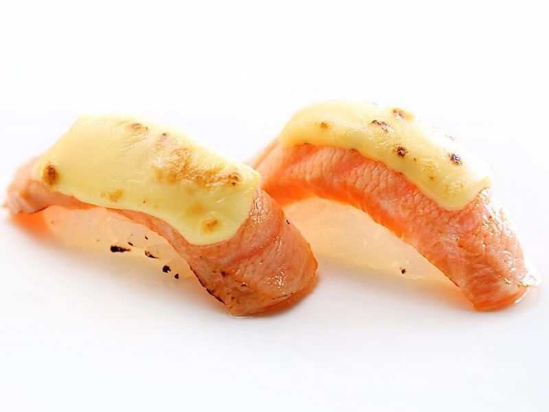 Salmon With Cheddar Cheese Nigiri