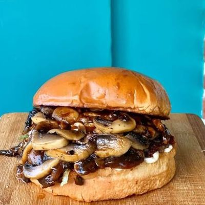 Mushroom burger sandwich