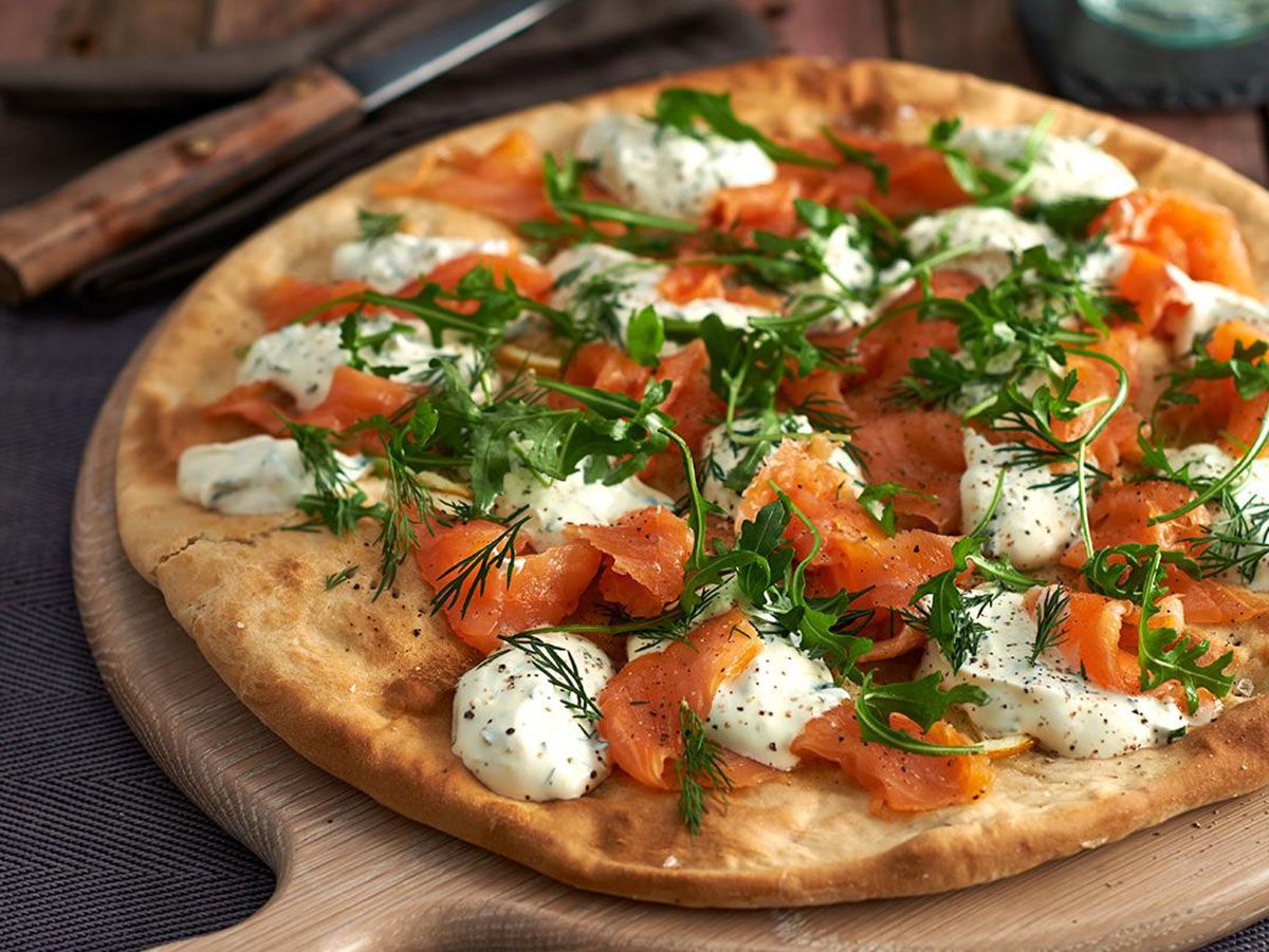 Smoked Salmon Creamy Cheese Pizza