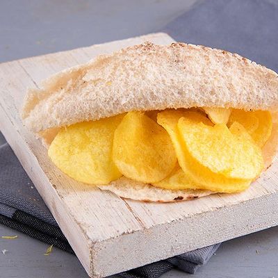 Potato chips ketchup mayonnaise Sandwich