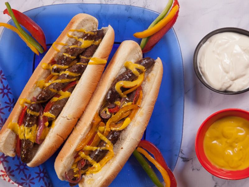 Grilled sausage sandwich