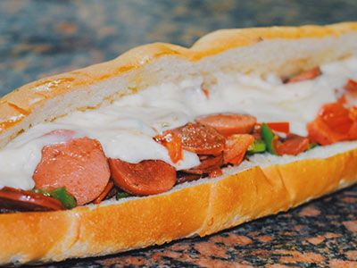 Hot Dog With Mozzarella Cheese Sandwich