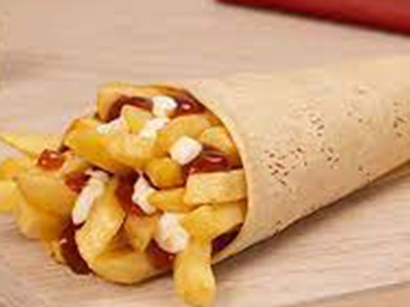 French Fries With Ketchup And Mayonnaise Sandwich