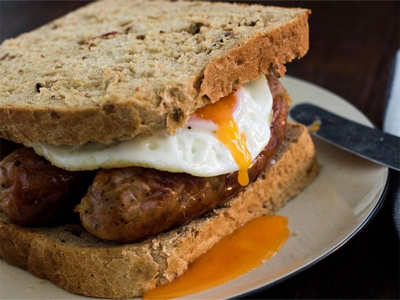 Eggs With Oriental Sausage Sandwich