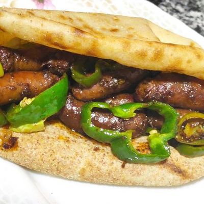 Smoked Sausage Sandwich (Baladi Bread)