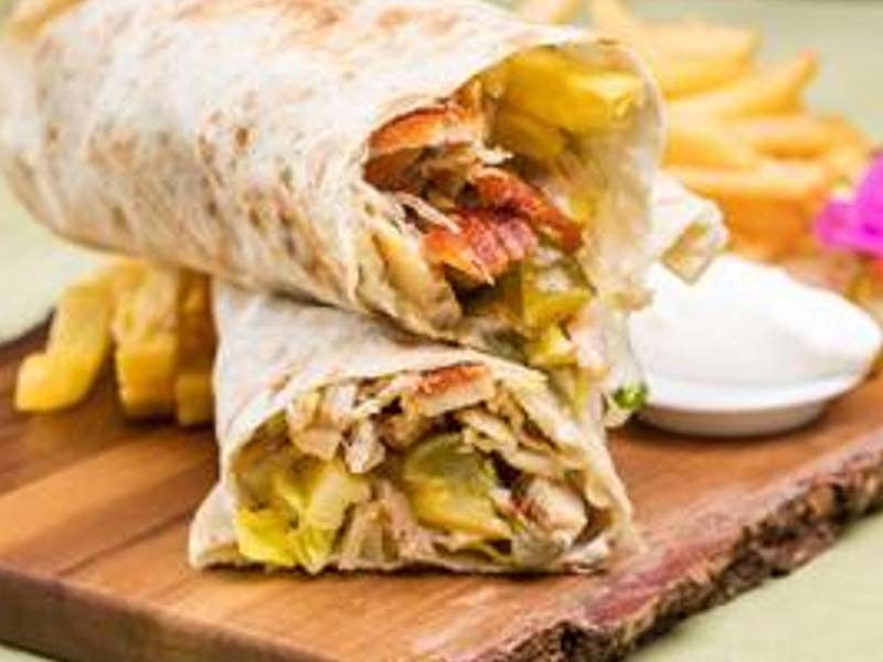 Chicken Shawerma With French Fries Sandwich