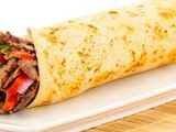 Syrian meat shawarma saj sandwich