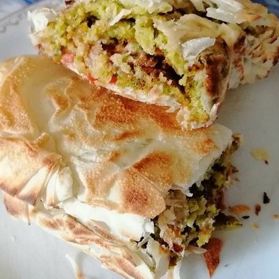 Lebanese bread falafel with potatoes