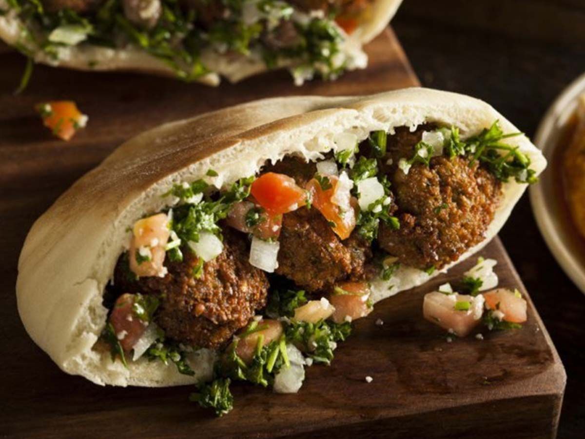 Falafel Sandwich With Eggs And Potatoes