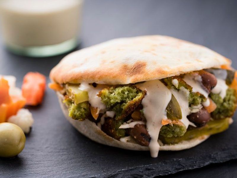 Foul With Eggplant Sandwich