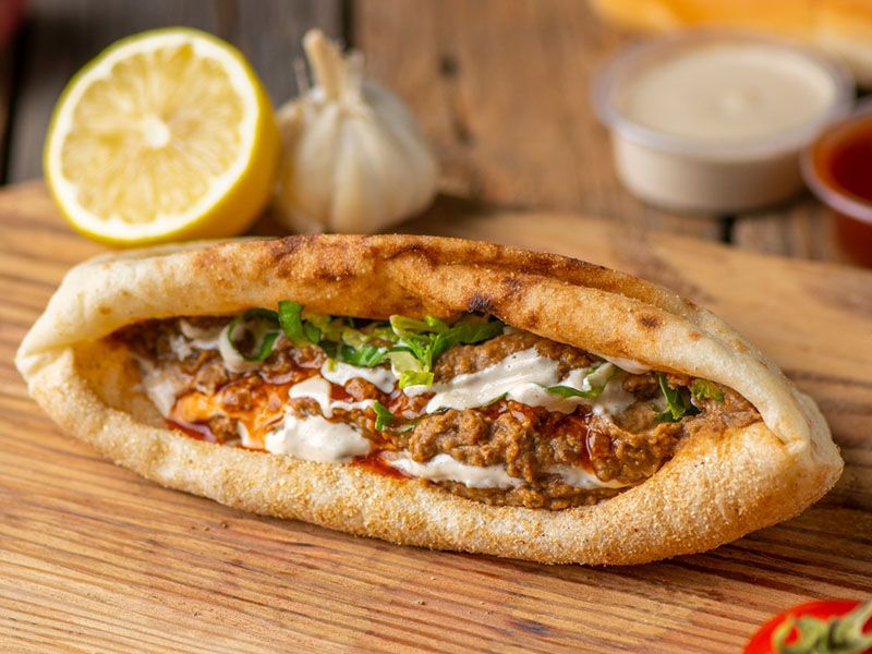 Foul With Tomatoes Sauce Sandwich