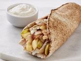 Lebanese bread meat shawarma sandwich