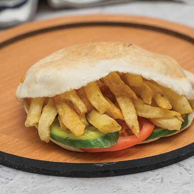 French fries with pepper and tomato sandwich