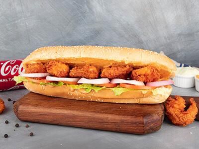 Spicy Fried Shrimp With Cheese Sandwich